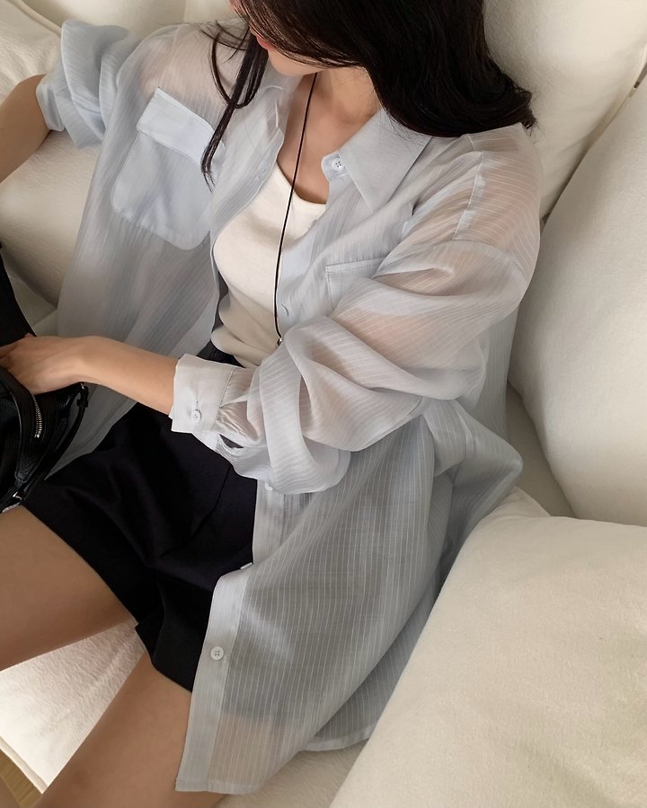 Something Else - Korean Women Fashion - #momslook - Dove Tencel Slit Shirt - 11