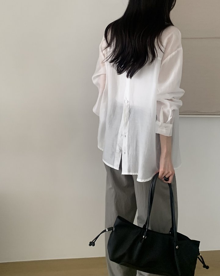Something Else - Korean Women Fashion - #momslook - Dove Tencel Slit Shirt - 5
