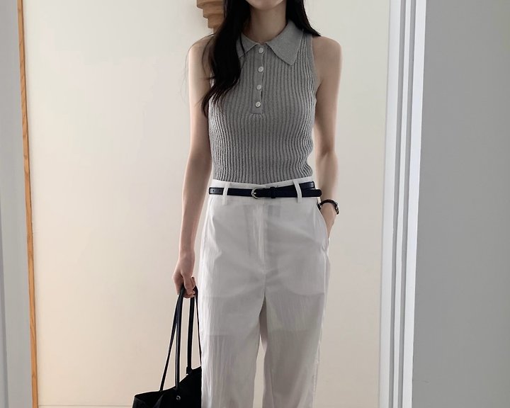 Something Else - Korean Women Fashion - #momslook - Noah Collar Sleeveless Knit - 3