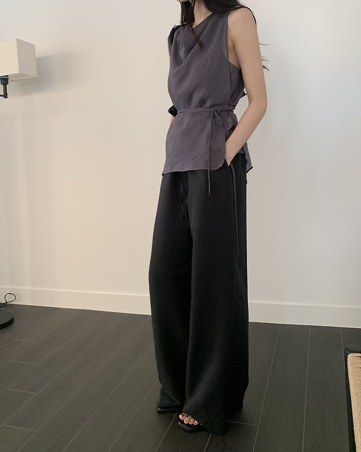 Something Else - Korean Women Fashion - #momslook - Pudding Banding Wide Pants