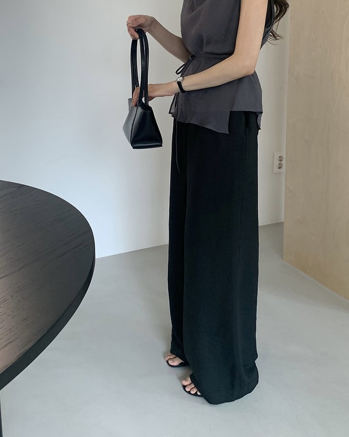 Something Else - Korean Women Fashion - #momslook - Pudding Banding Wide Pants - 5