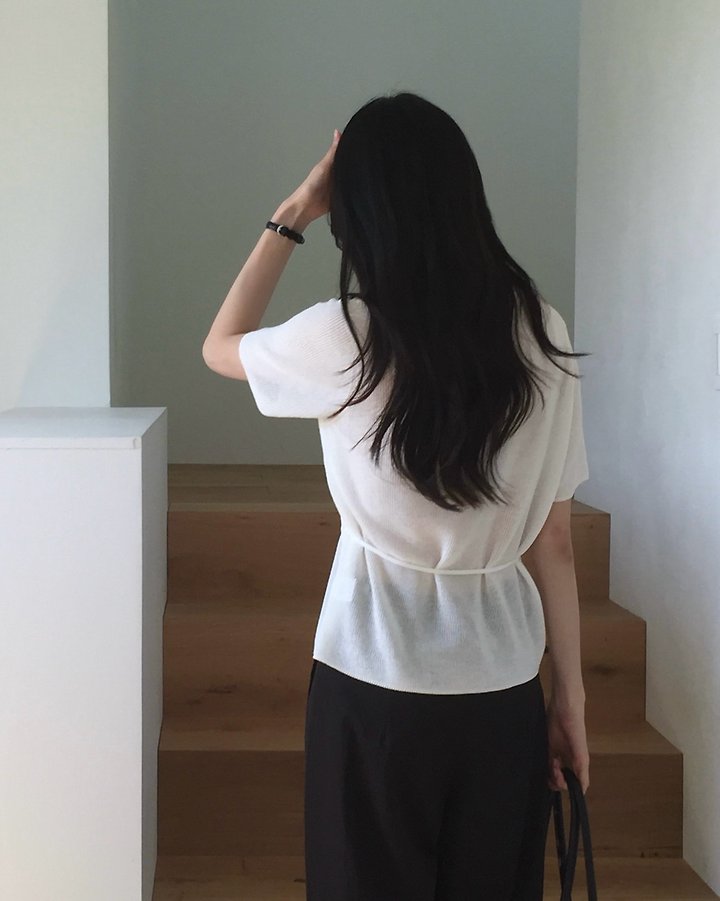 Something Else - Korean Women Fashion - #shopsmall - Moz String Short Sleeve Knit - 5