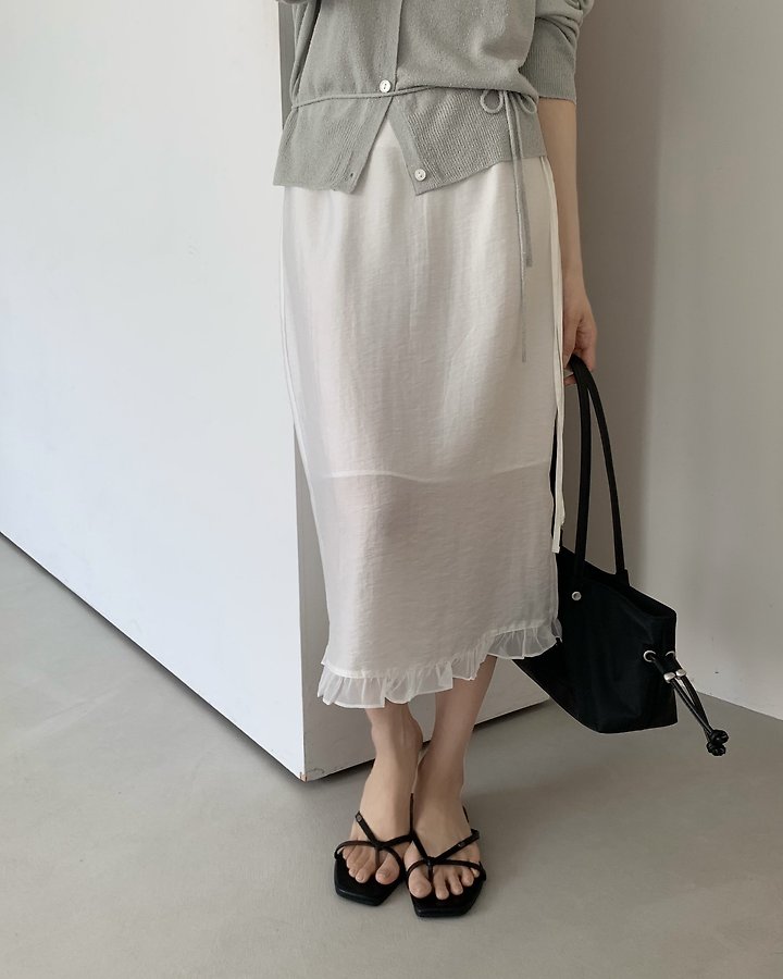 Something Else - Korean Women Fashion - #thatsdarling - Sand Frill Slit Skirt - 2