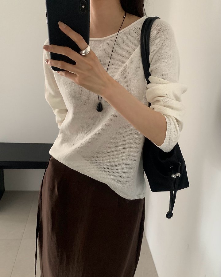 Something Else - Korean Women Fashion - #thatsdarling - Net Summer Knit (Long Sleeve)