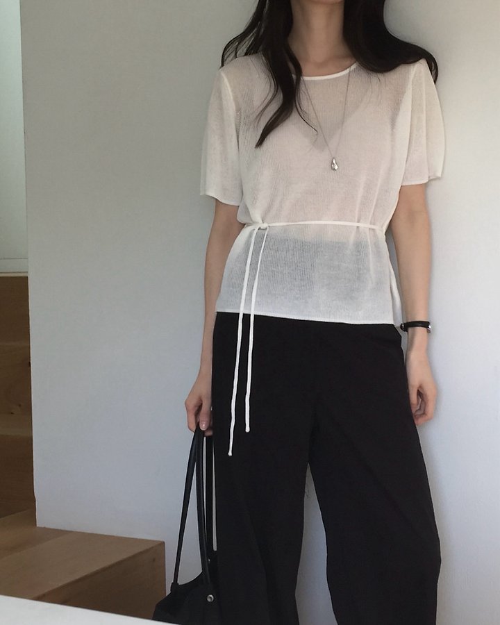 Something Else - Korean Women Fashion - #thelittlethings - Moz String Short Sleeve Knit - 7