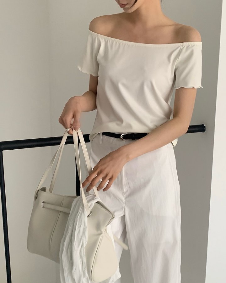 Something Else - Korean Women Fashion - #thelittlethings - Way Off-Shoulder Short Sleeve Tee