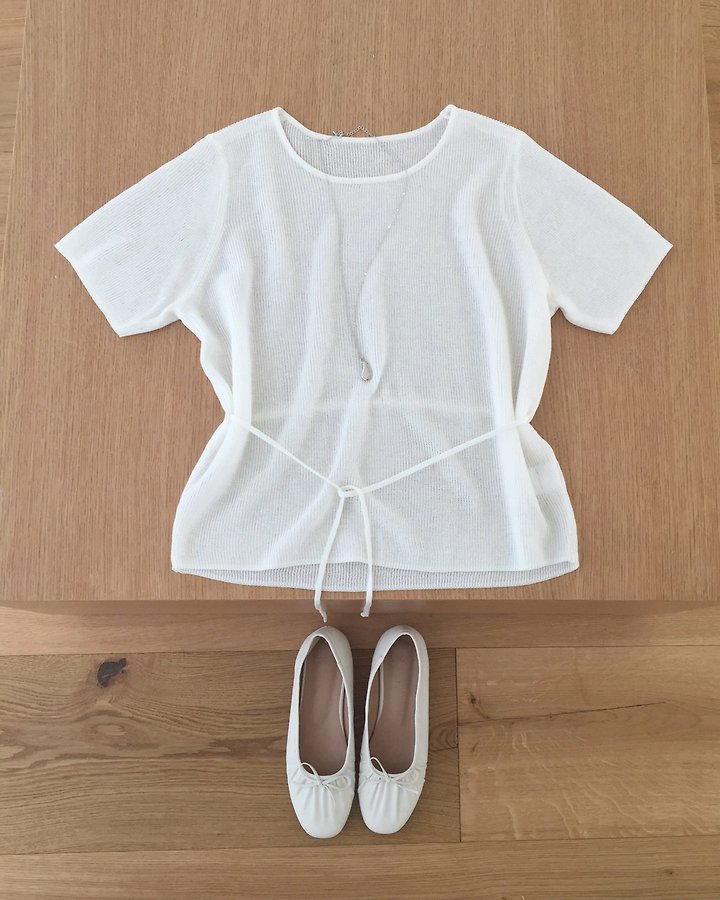 Something Else - Korean Women Fashion - #vintagekidsstyle - Moz String Short Sleeve Knit