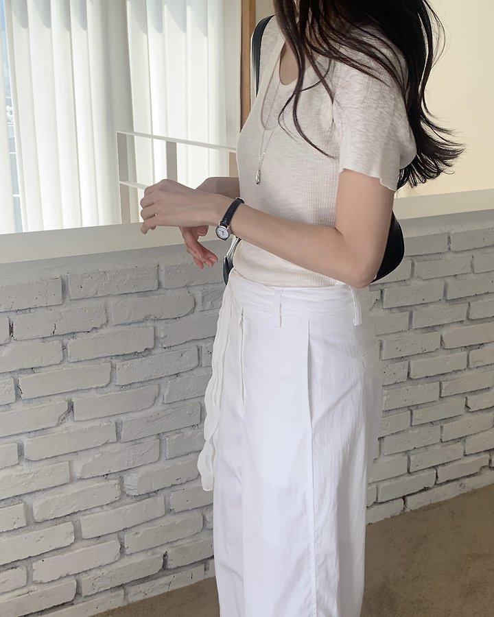 Something Else - Korean Women Fashion - #womensfashion - Rough Linen Sleeveless Short Sleeve Knit Set - 9
