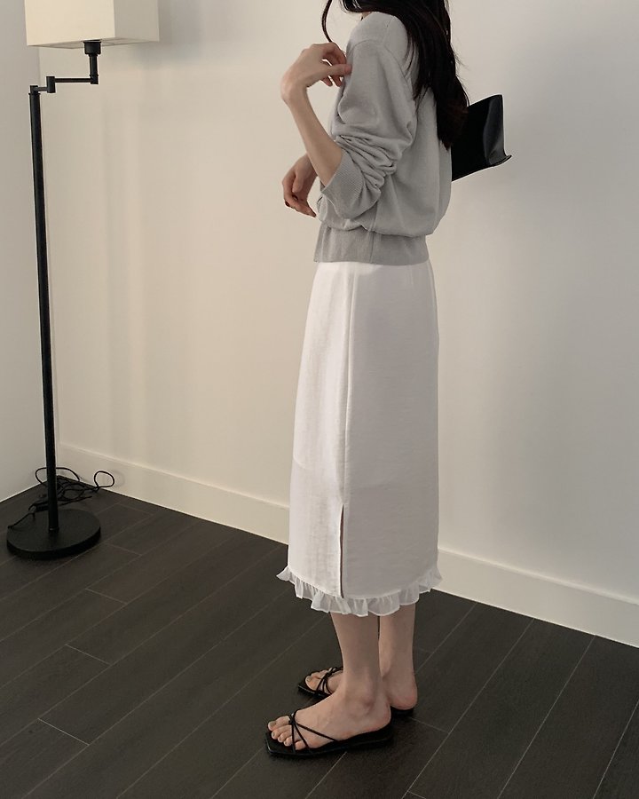 Something Else - Korean Women Fashion - #womensfashion - Sand Frill Slit Skirt - 5