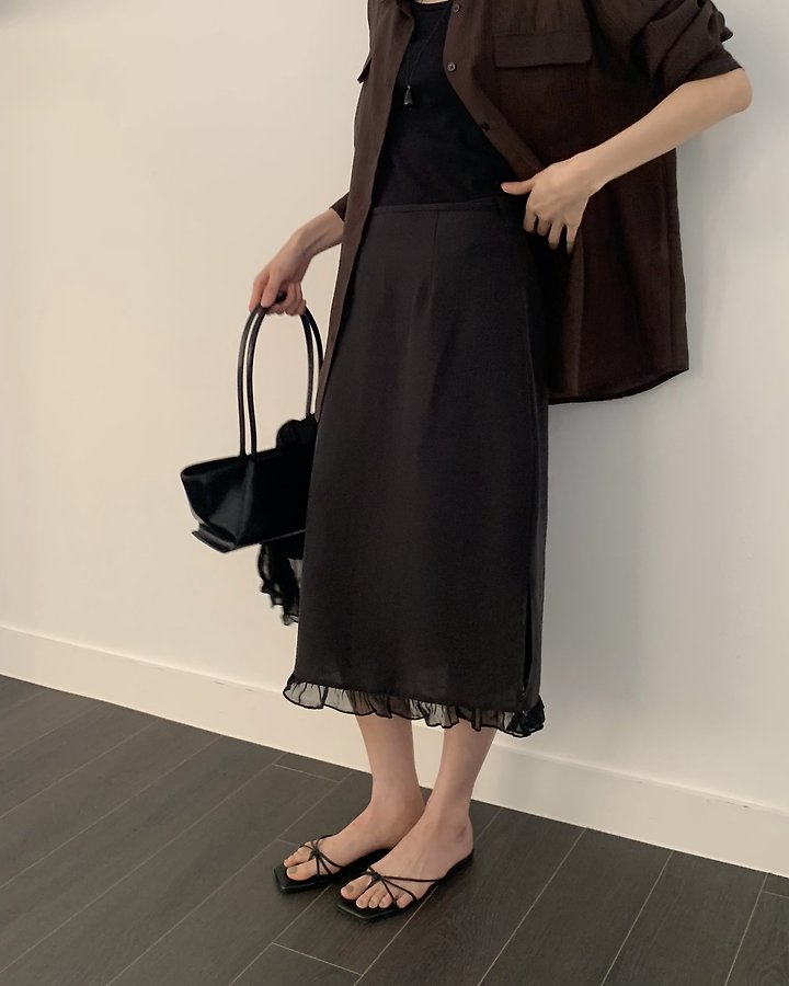 Something Else - Korean Women Fashion - #womensfashion - Sand Frill Slit Skirt - 9