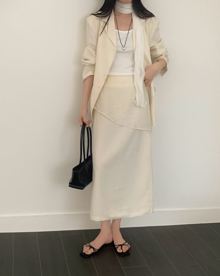 Something Else - Korean Women Fashion - #momslook - Sheer Diagonal Panel Skirt - 4