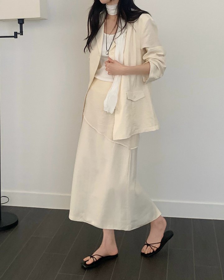 Something Else - Korean Women Fashion - #womensfashion - Sheer Diagonal Panel Skirt - 6