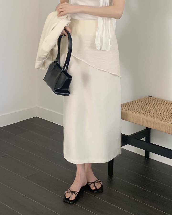 Something Else - Korean Women Fashion - #womensfashion - Sheer Diagonal Panel Skirt - 8