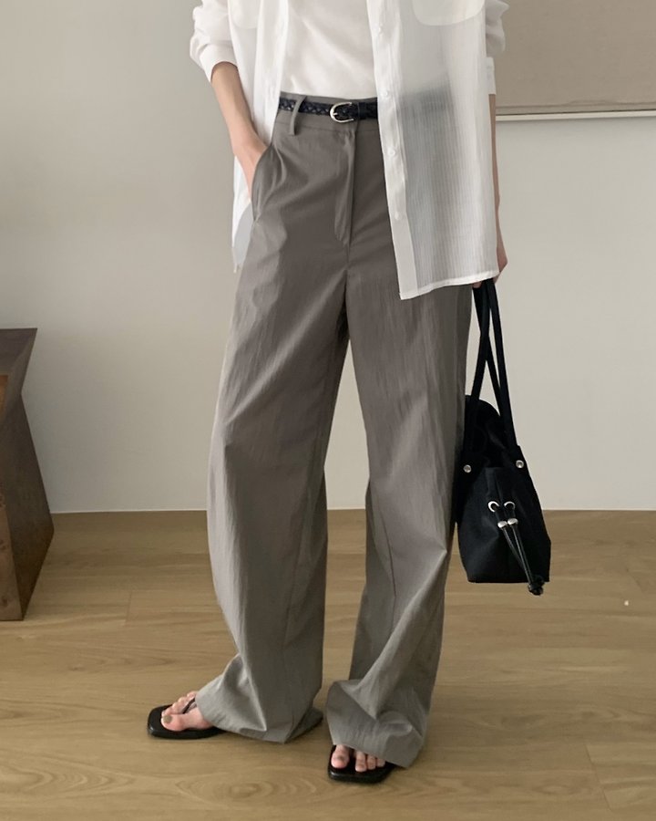 Something Else - Korean Women Fashion - #womensfashion - Rod Ankle Button Nylon Pants