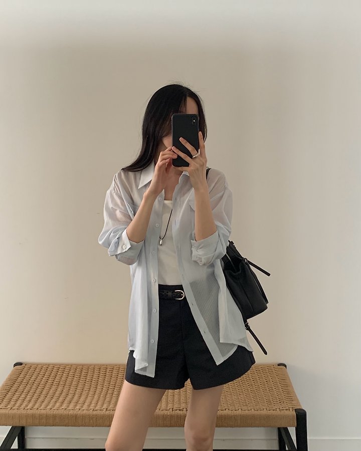 Something Else - Korean Women Fashion - #womensfashion - Dove Tencel Slit Shirt - 10