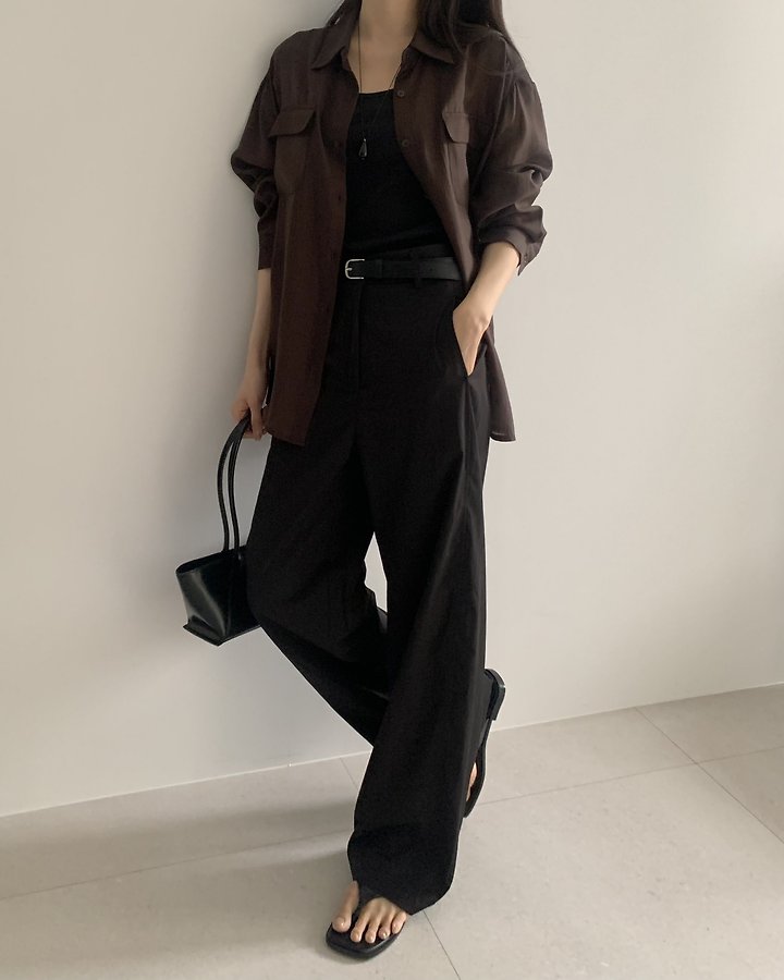Something Else - Korean Women Fashion - #womensfashion - Dove Tencel Slit Shirt - 6