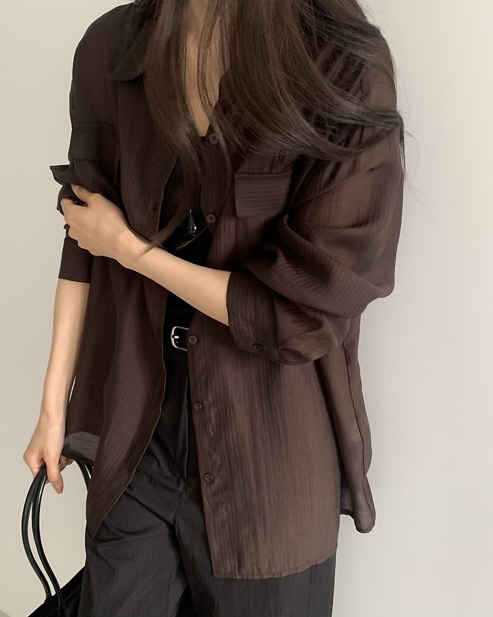 Something Else - Korean Women Fashion - #womensfashion - Dove Tencel Slit Shirt - 8