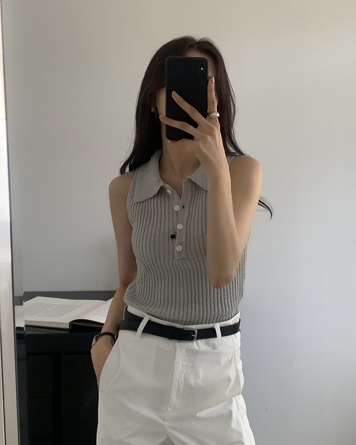 Something Else - Korean Women Fashion - #womensfashion - Noah Collar Sleeveless Knit - 10