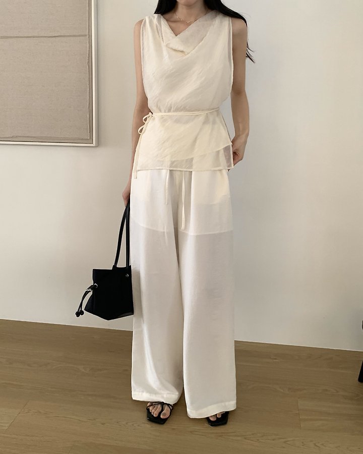 Something Else - Korean Women Fashion - #womensfashion - Pudding Banding Wide Pants - 10