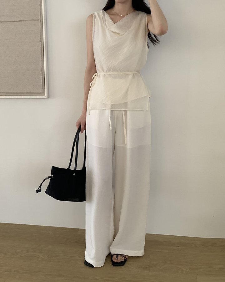 Something Else - Korean Women Fashion - #womensfashion - Pudding Banding Wide Pants - 12