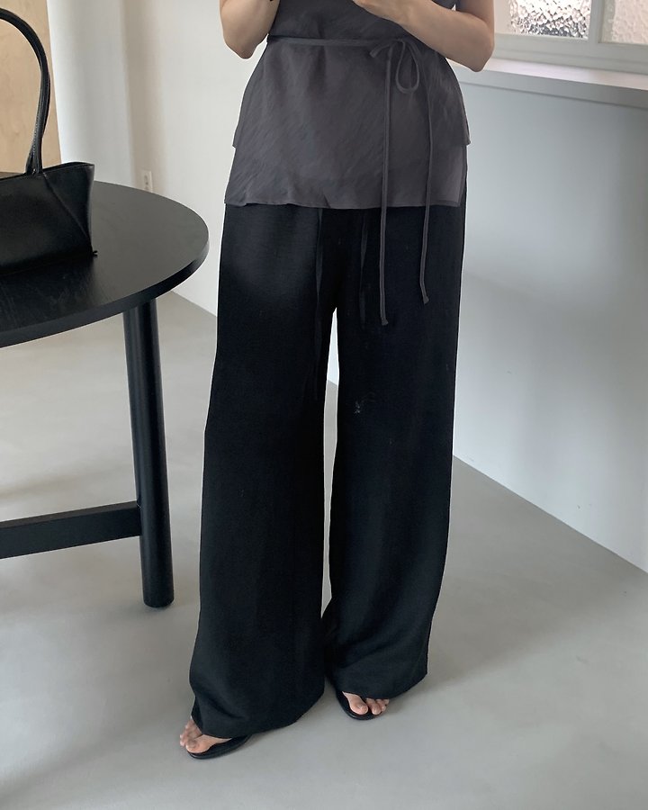 Something Else - Korean Women Fashion - #momslook - Pudding Banding Wide Pants - 4