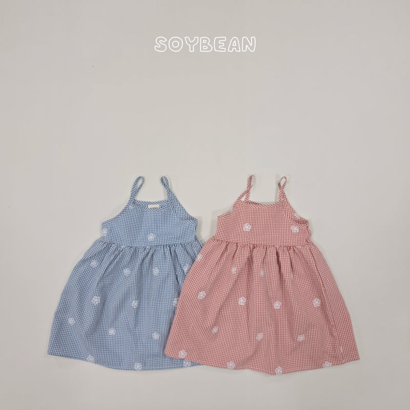 Soybean - Korean Children Fashion - #Kfashion4kids - Flower Check Strap One-piece