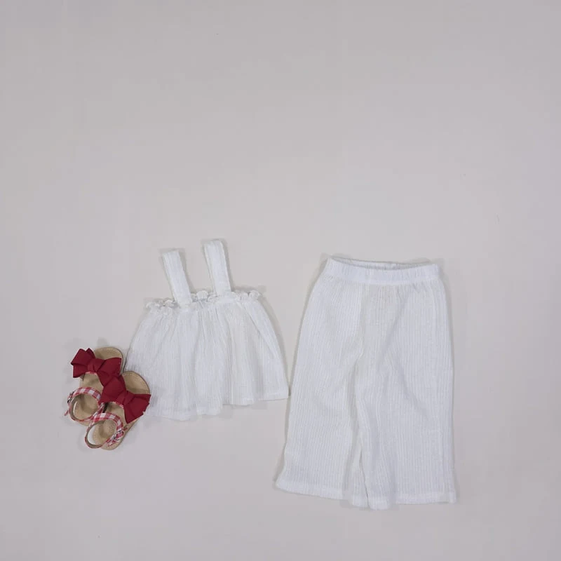 Soybean - Korean Children Fashion - #Kfashion4kids - Frill Top Wide Pants Set - 3