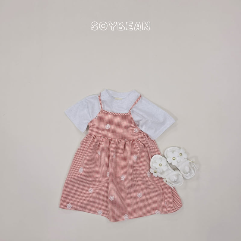 Soybean - Korean Children Fashion - #childofig - Flower Check Strap One-piece - 6