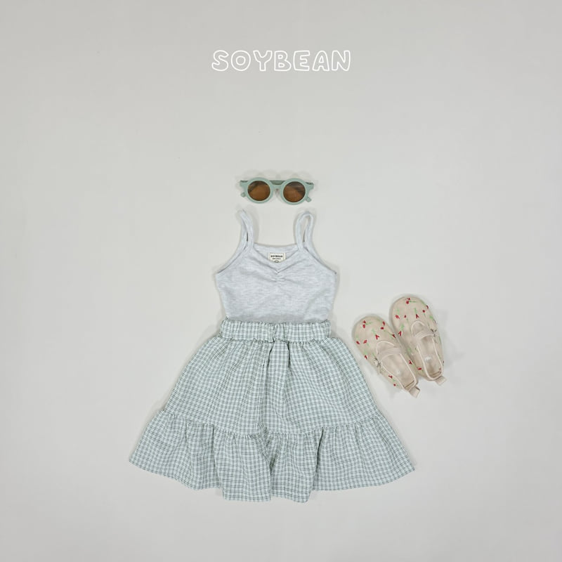 Soybean - Korean Children Fashion - #childofig - Check Skirt Sleeveless Set - 7