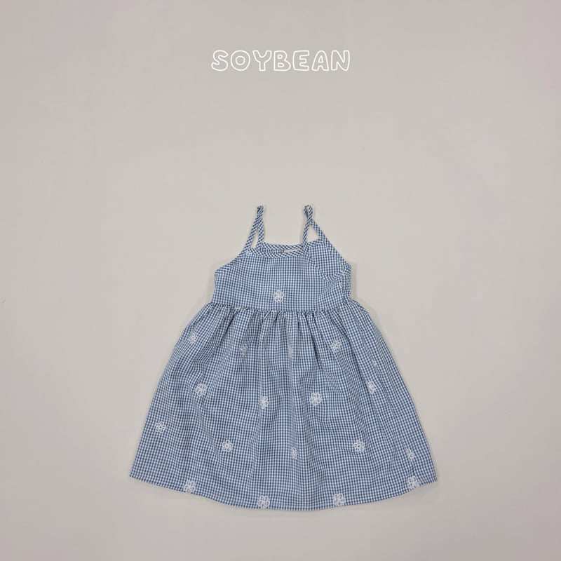 Soybean - Korean Children Fashion - #childrensboutique - Flower Check Strap One-piece - 8