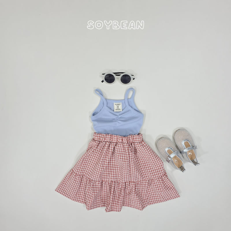 Soybean - Korean Children Fashion - #childrensboutique - Check Skirt Sleeveless Set - 8
