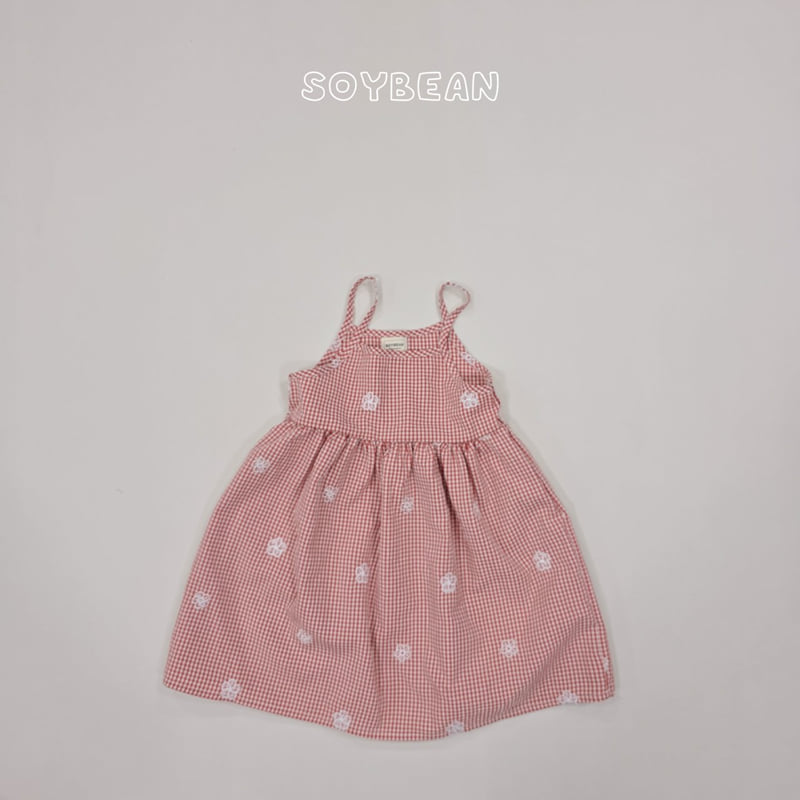 Soybean - Korean Children Fashion - #designkidswear - Flower Check Strap One-piece - 9
