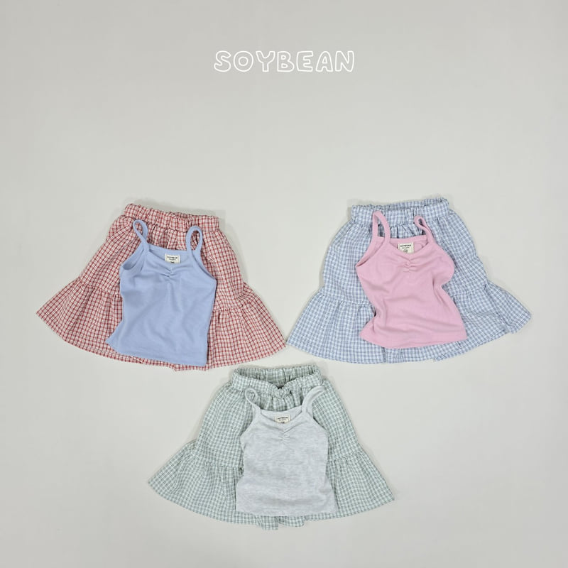 Soybean - Korean Children Fashion - #fashionkids - Check Skirt Sleeveless Set - 11