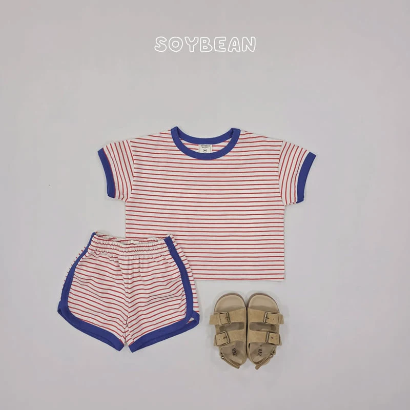 Soybean - Korean Children Fashion - #kidsshorts - Ringer Stripe Set - 12