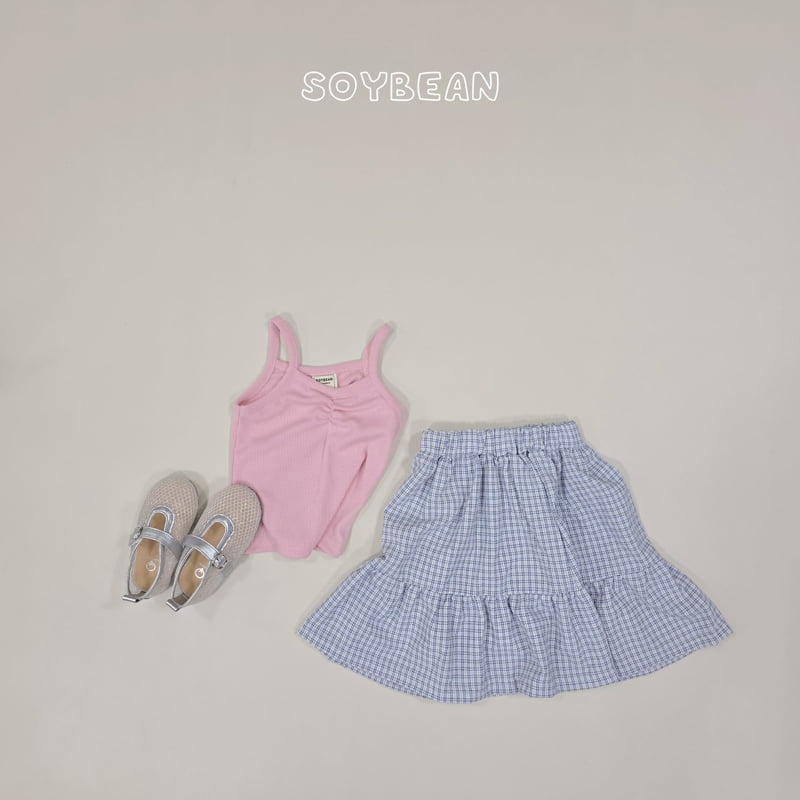 Soybean - Korean Children Fashion - #kidsshorts - Check Skirt Sleeveless Set - 12