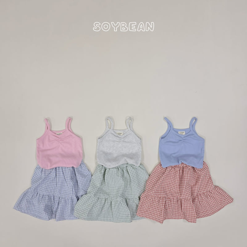 Soybean - Korean Children Fashion - #magicofchildhood - Check Skirt Sleeveless Set