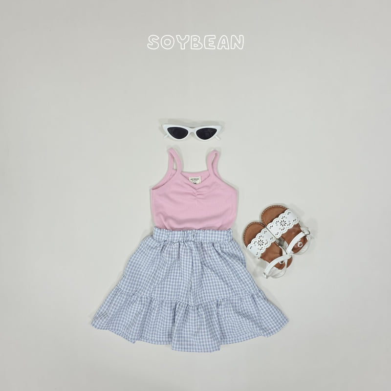 Soybean - Korean Children Fashion - #stylishchildhood - Check Skirt Sleeveless Set - 6