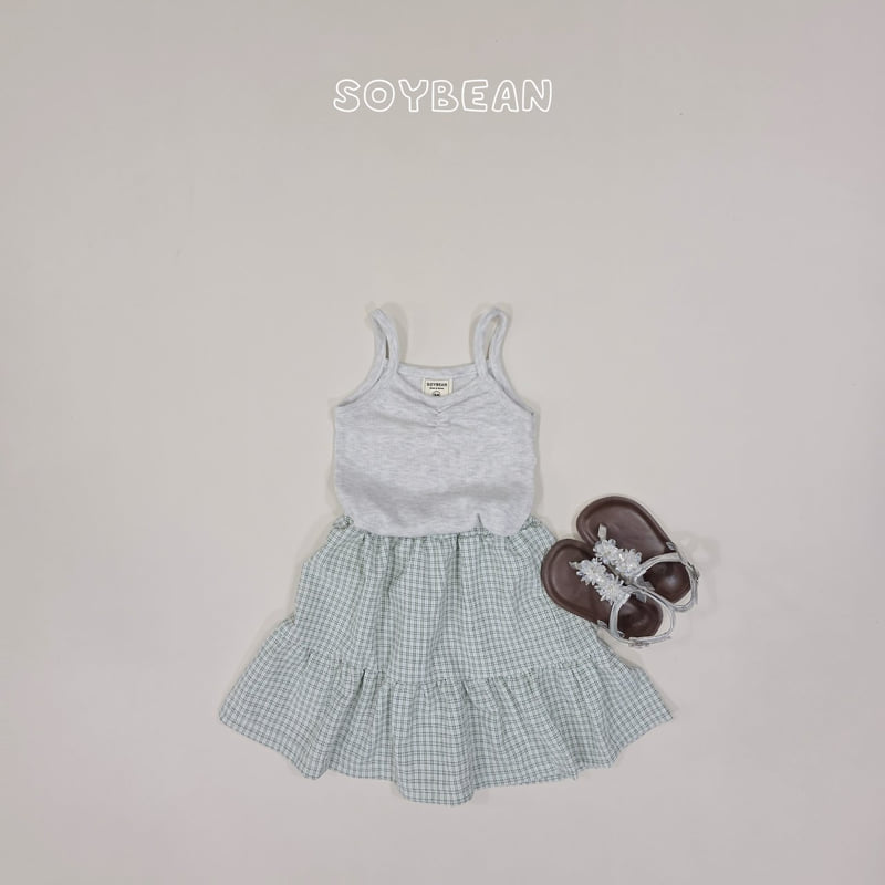 Soybean - Korean Children Fashion - #prettylittlegirls - Check Skirt Sleeveless Set - 4
