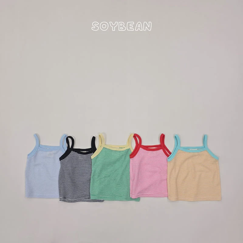 Soybean - Korean Children Fashion - #todddlerfashion - Striped Strap Sleeveless Top