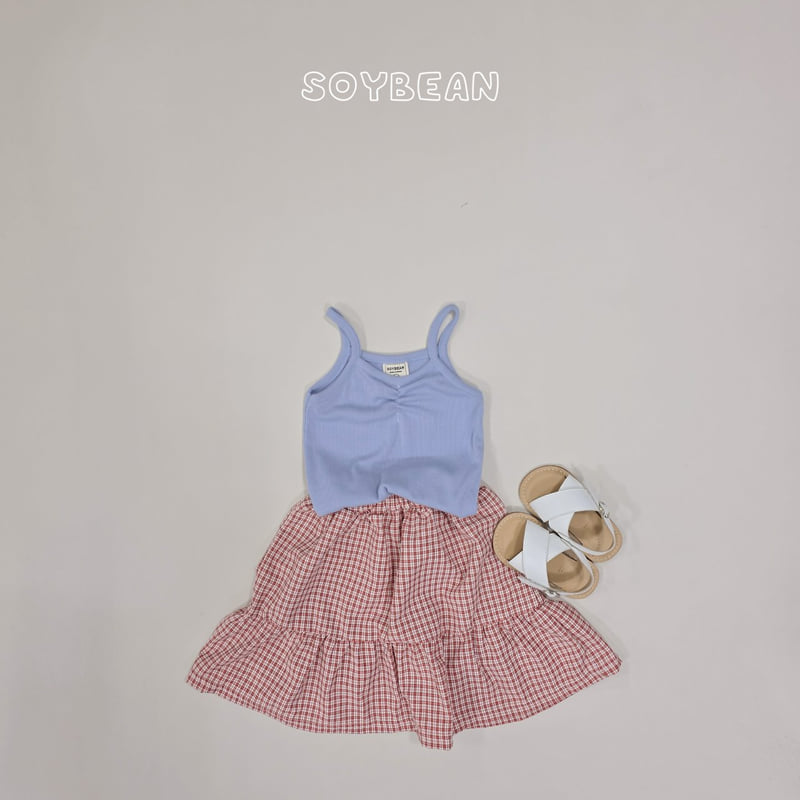 Soybean - Korean Children Fashion - #toddlerclothing - Check Skirt Sleeveless Set - 5