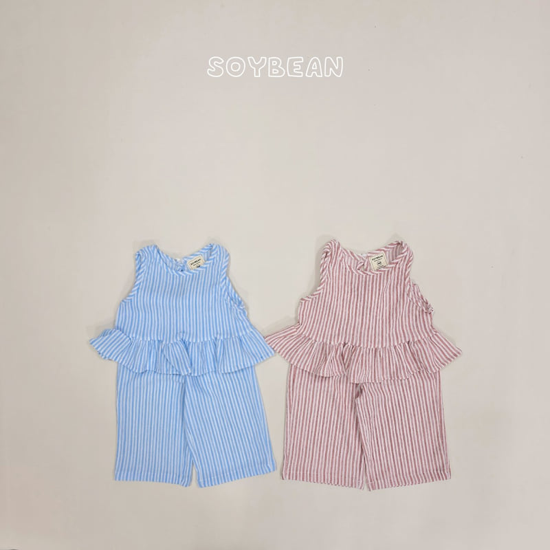 Soybean - Korean Children Fashion - #toddlerclothing - Cool Stripe Frill Set