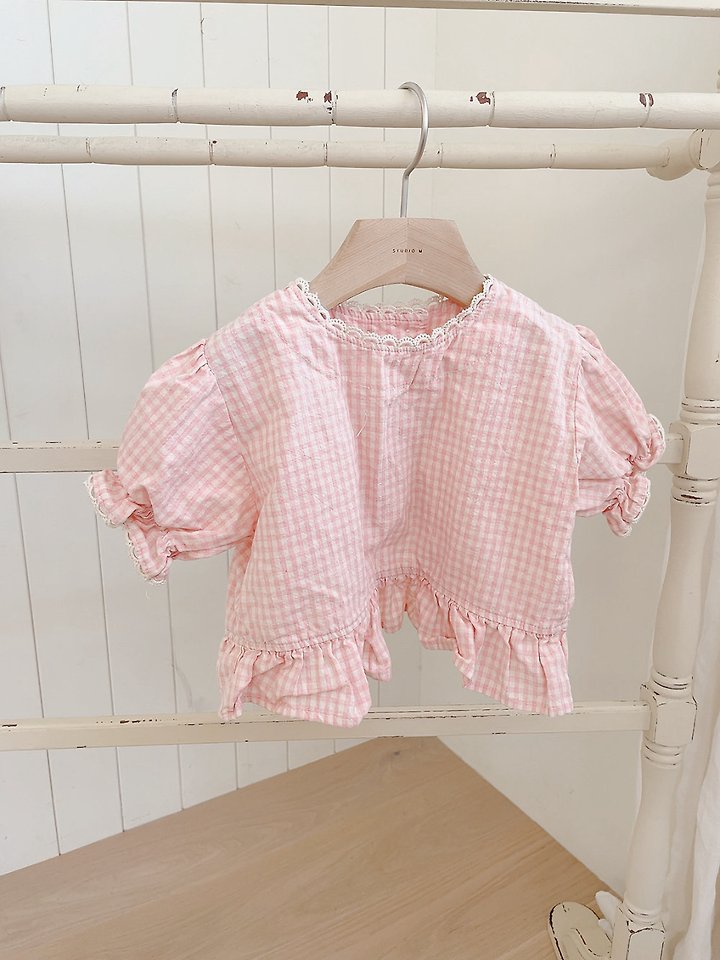 Studio M - Korean Children Fashion - #Kfashion4kids - Check Back Button Blouse - 7