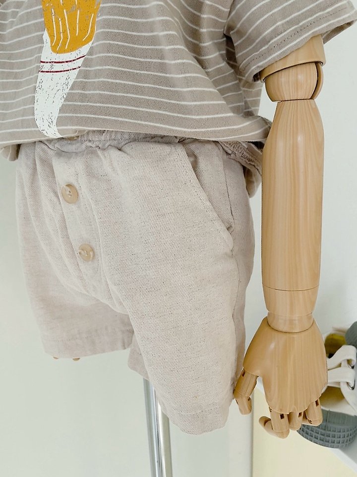 Studio M - Korean Children Fashion - #childofig - Linen Button Shorts - 5