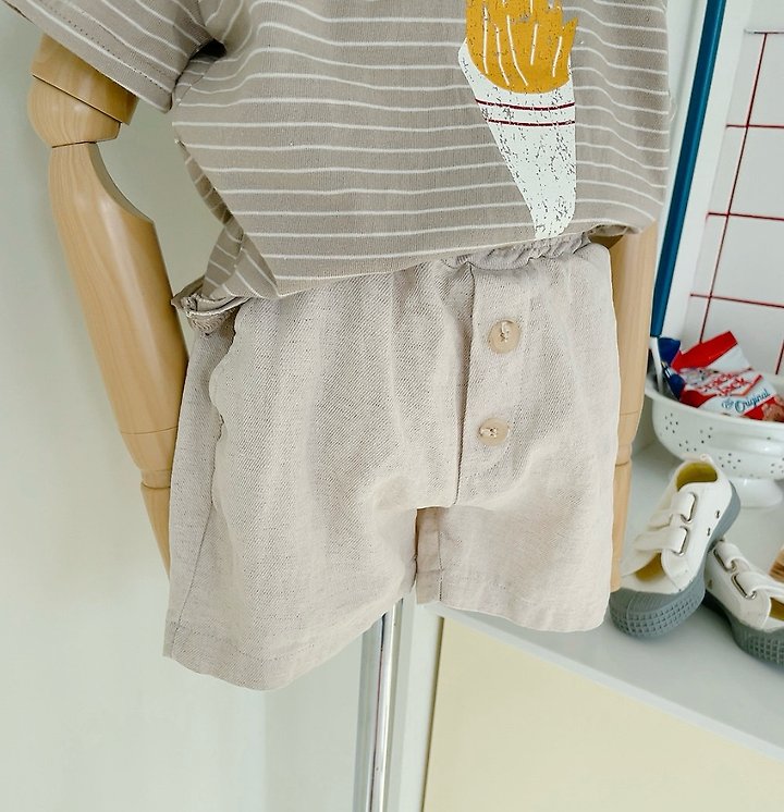Studio M - Korean Children Fashion - #childofig - Linen Button Shorts - 6