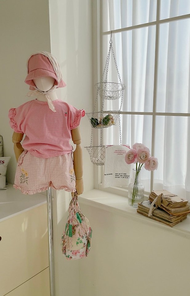 Studio M - Korean Children Fashion - #childrensboutique - Berry Frill Stripe Tee - 2