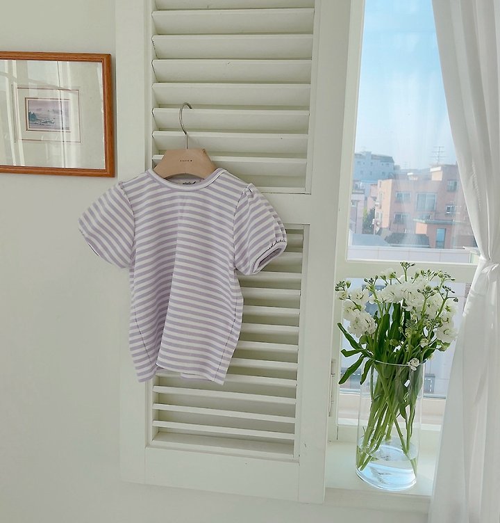 Studio M - Korean Children Fashion - #childrensboutique - Candy Stripe Puff Tee - 12