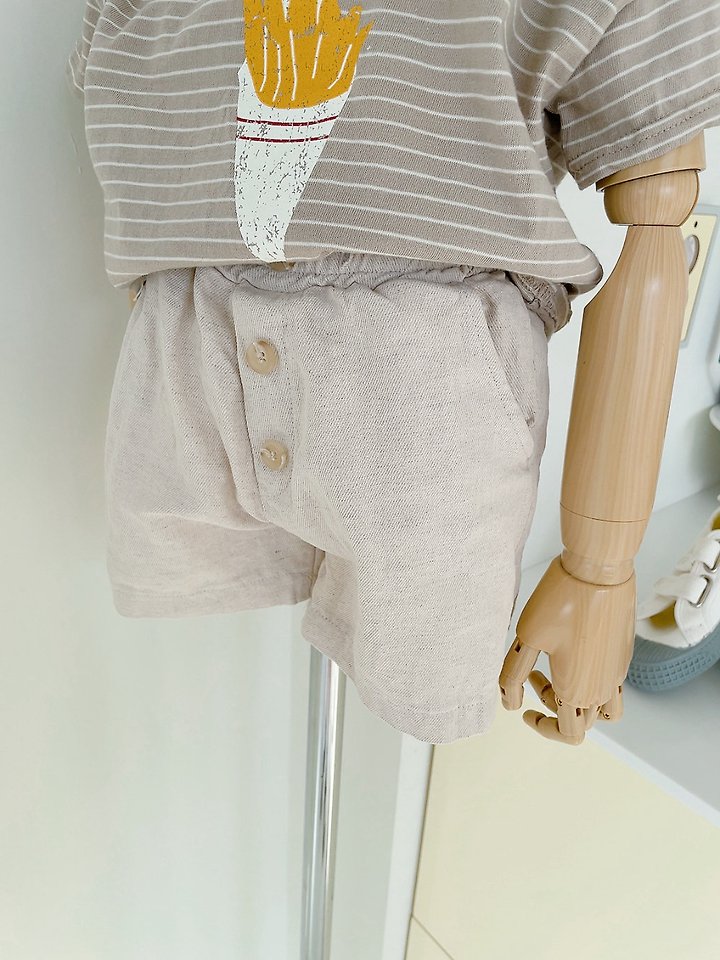 Studio M - Korean Children Fashion - #childrensboutique - Linen Button Shorts - 7