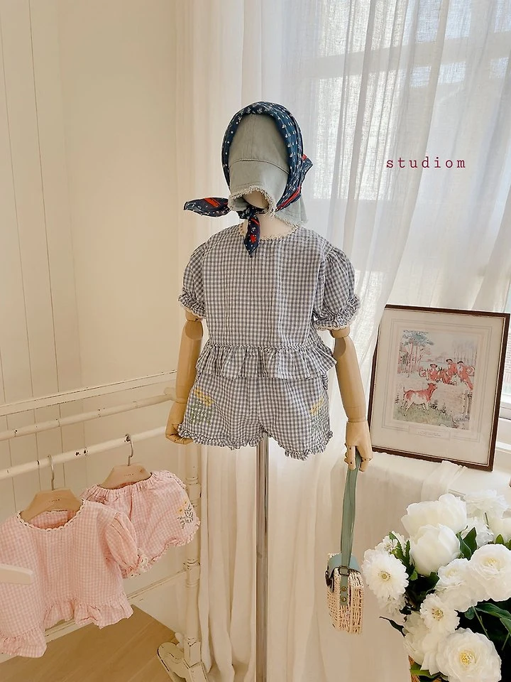 Studio M - Korean Children Fashion - #designkidswear - Check Back Button Blouse