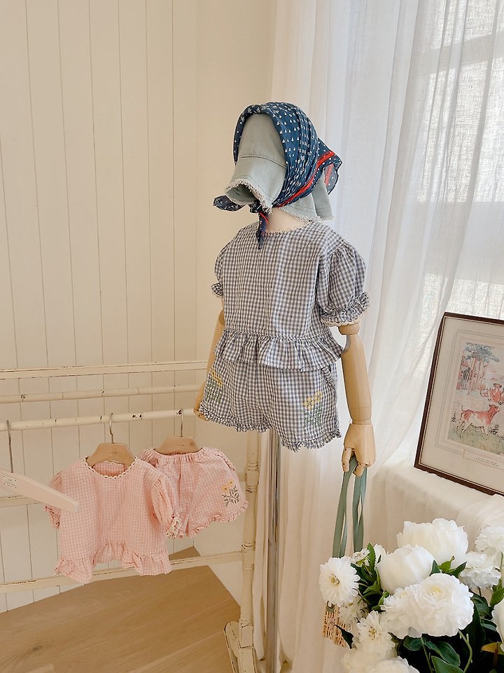 Studio M - Korean Children Fashion - #discoveringself - Check Back Button Blouse - 2