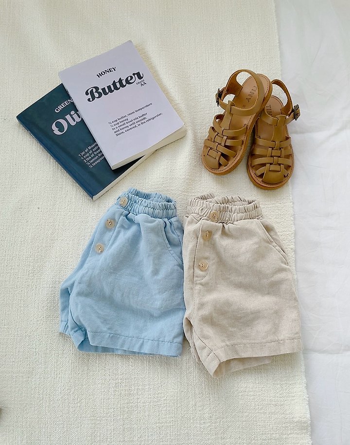 Studio M - Korean Children Fashion - #discoveringself - Linen Button Shorts - 9